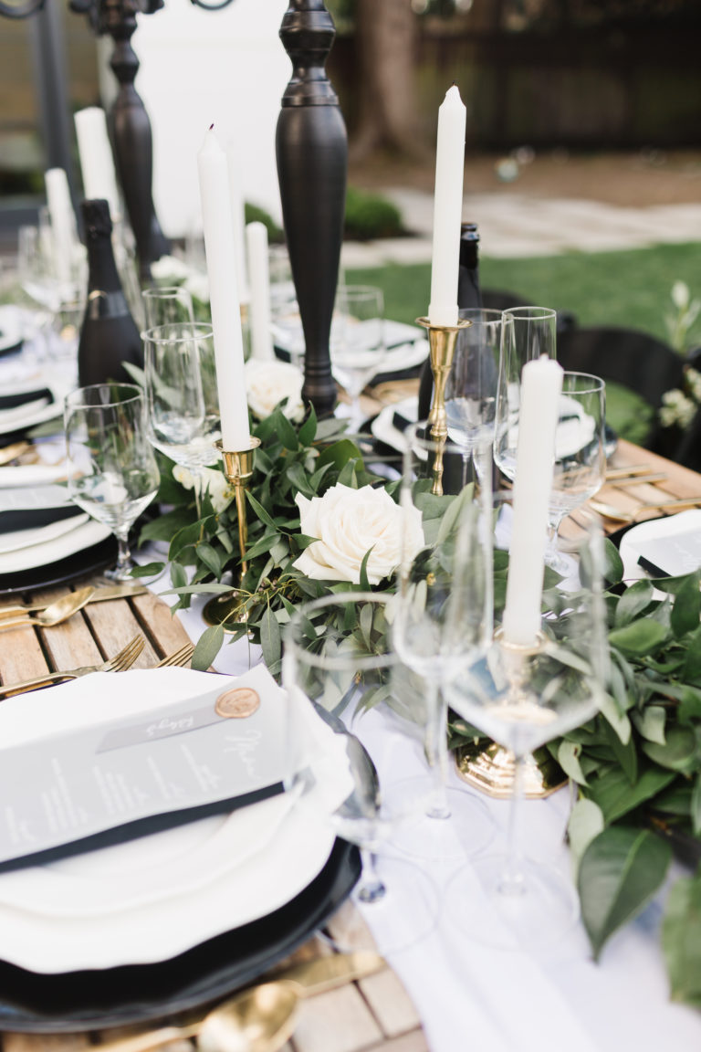 Modern greenery tablescape for Puyallup wedding planning and event styling.