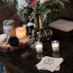 Elegant fireside decor for a 50th wedding anniversary party in Puyallup.